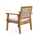 Fauteuils d'extérieur LuxenHome en bois d'acacia et corde tressée avec coussins, lot de 2