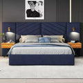 GDFStudio Salome 3pcs Velvet Upholstered Bedroom Furniture Set with Two LED Nightstands