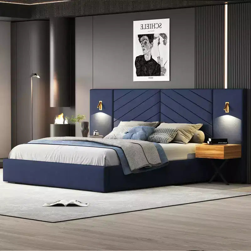 Ensemble de meubles de chambre en velours GDFStudio Salome 3 pièces avec deux tables de chevet à LED