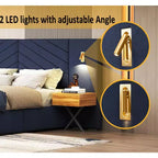 Ensemble de meubles de chambre en velours GDFStudio Salome 3 pièces avec deux tables de chevet à LED