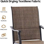 Lot de 2 chaises de salle à manger d'extérieur pivotantes à 360° – Fauteuils en métal avec tissu Textilène, pour toutes les conditions météorologiques, design ergonomique idéal