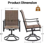 Lot de 2 chaises de salle à manger d'extérieur pivotantes à 360° – Fauteuils en métal avec tissu Textilène, pour toutes les conditions météorologiques, design ergonomique idéal