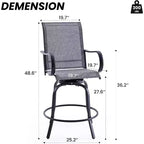 Lot de 4 tabourets de bar pivotants d'extérieur – Tissu Textilène, rotation à 360°, design ergonomique toutes saisons, hauteur de bar idéale pour balcon et terrasse