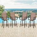 Set of 4 Swivel Outdoor Bar Stools - Textilene Fabric, 360 Rotation, All-Weather Ergonomic Design, Ideal Bar Height for Balcony and Patio