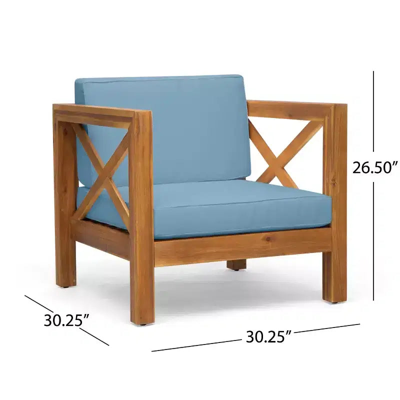 Christopher Knight Home Brava Ensemble de conversation 4 places en bois d'acacia pour extérieur avec coussins