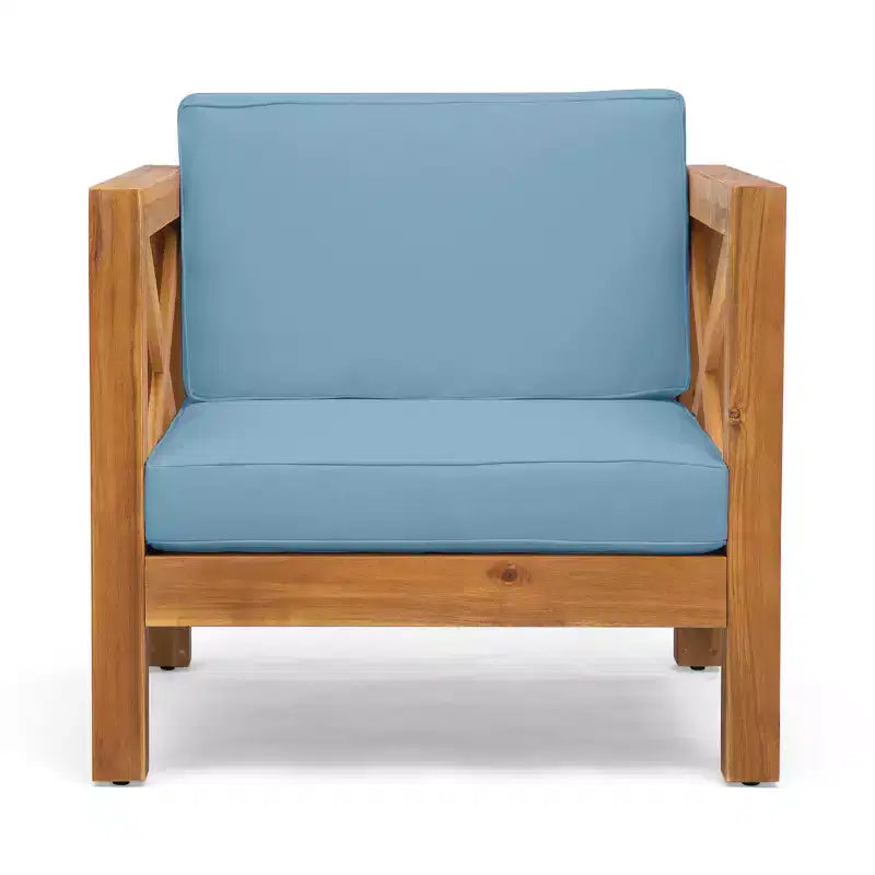 Christopher Knight Home Brava Ensemble de conversation 4 places en bois d'acacia pour extérieur avec coussins