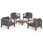 Christopher Knight Home Brava Ensemble de conversation 4 places en bois d'acacia pour extérieur avec coussins