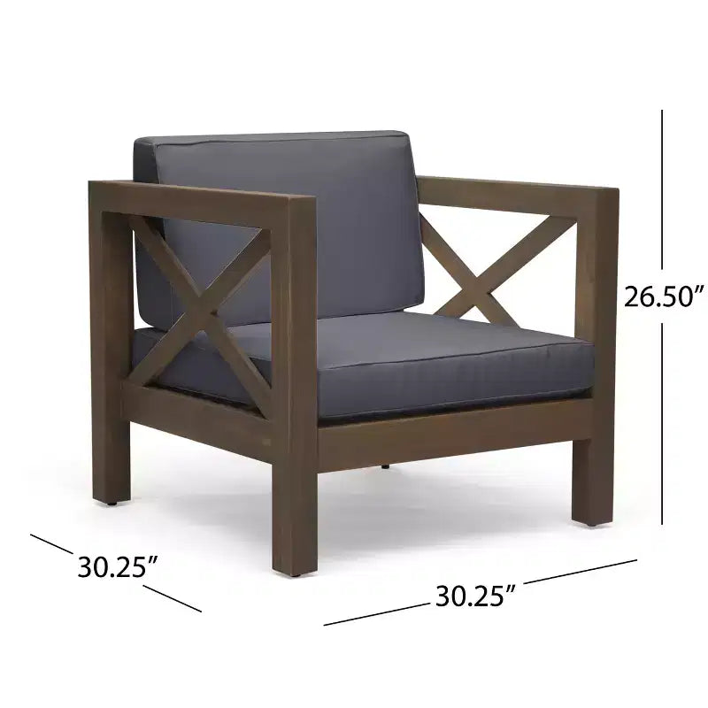 Christopher Knight Home Brava Ensemble de conversation 4 places en bois d'acacia pour extérieur avec coussins