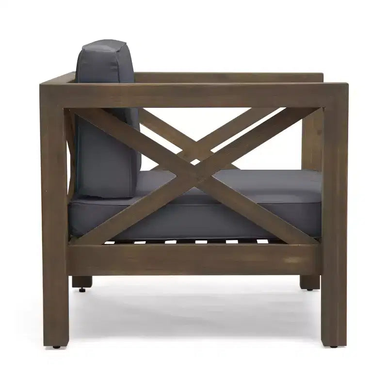 Christopher Knight Home Brava Ensemble de conversation 4 places en bois d'acacia pour extérieur avec coussins
