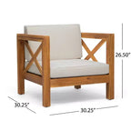 Christopher Knight Home Brava Ensemble de conversation 4 places en bois d'acacia pour extérieur avec coussins