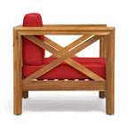 Christopher Knight Home Brava Ensemble de conversation 4 places en bois d'acacia pour extérieur avec coussins