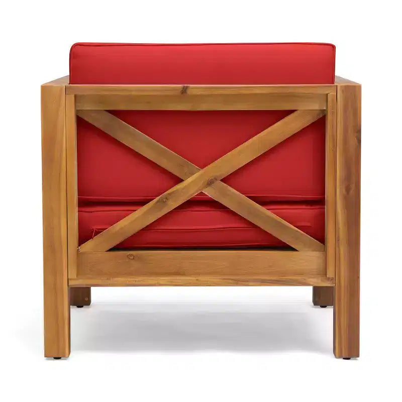 Christopher Knight Home Brava Ensemble de conversation 4 places en bois d'acacia pour extérieur avec coussins