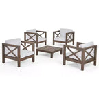 Christopher Knight Home Brava Ensemble de conversation 4 places en bois d'acacia pour extérieur avec coussins