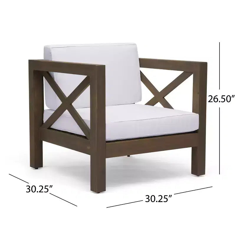 Christopher Knight Home Brava Ensemble de conversation 4 places en bois d'acacia pour extérieur avec coussins