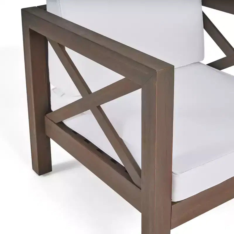 Christopher Knight Home Brava Ensemble de conversation 4 places en bois d'acacia pour extérieur avec coussins