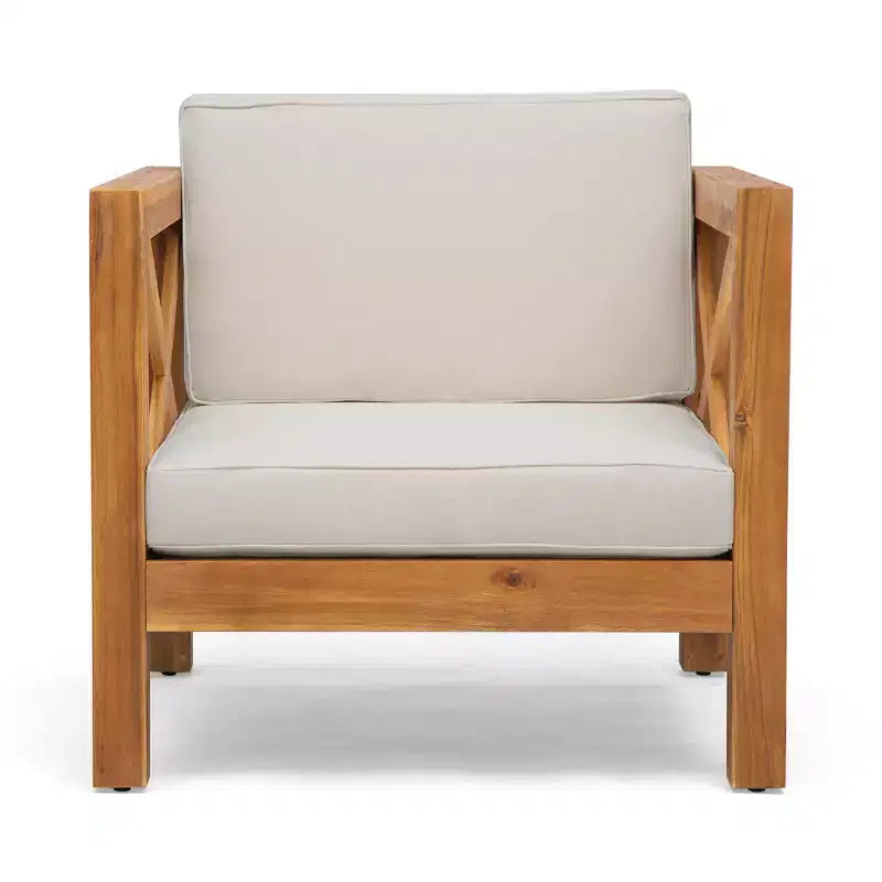 Christopher Knight Home Brava Ensemble de conversation 4 places en bois d'acacia pour extérieur avec coussins