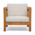 Christopher Knight Home Brava Ensemble de conversation 4 places en bois d'acacia pour extérieur avec coussins