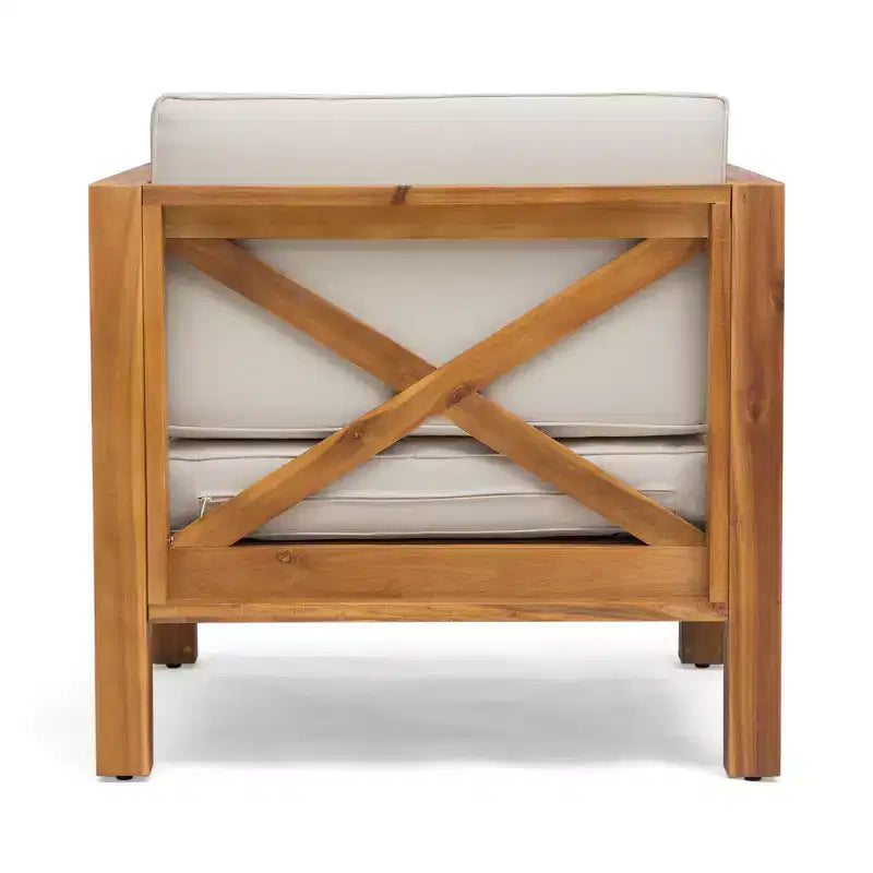 Christopher Knight Home Brava Ensemble de conversation 4 places en bois d'acacia pour extérieur avec coussins