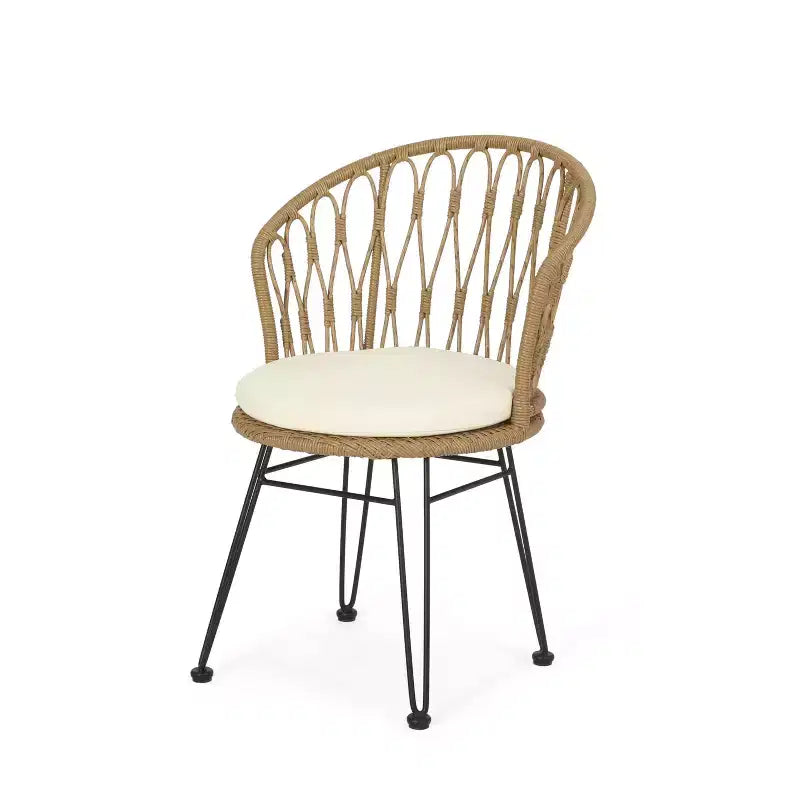 Christopher Knight Home Tavon Ensemble de conversation 3 pièces en osier d'extérieur avec coussins, marron clair/beige