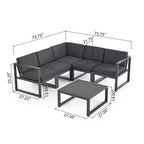 Christopher Knight Home Navan Salon de jardin modulable 5 places en aluminium avec coussins, Gris foncé/Noir