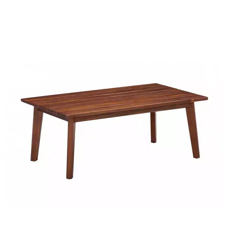 Ensemble de conversation d'extérieur 4 pièces en bois d'acacia marron - Teamson Home : sièges avec coussins et table basse assortie