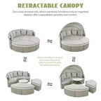 Canapé d'angle d'extérieur en rotin Whisen avec baldaquin rétractable et coussin amovible