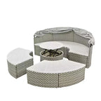 Canapé d'angle d'extérieur en rotin Whisen avec baldaquin rétractable et coussin amovible
