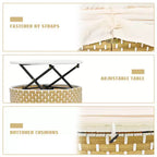 Canapé d'angle d'extérieur en rotin Whisen avec baldaquin rétractable et coussin amovible