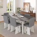 Whisen 7-Piece Dining Table Set with 6 Upholstered Chairs