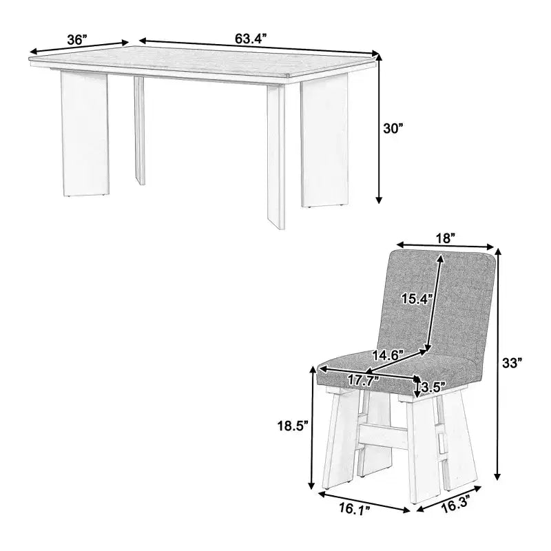 Ensemble table de salle à manger 7 pièces Whisen avec 6 chaises rembourrées