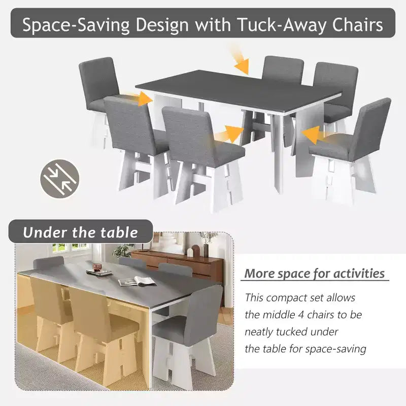 Ensemble table de salle à manger 7 pièces Whisen avec 6 chaises rembourrées