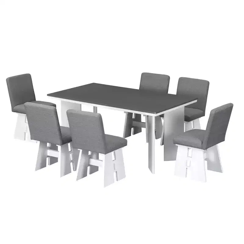 Ensemble table de salle à manger 7 pièces Whisen avec 6 chaises rembourrées
