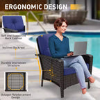 EAGLE PEAK Ensemble de conversation 4 pièces en rotin pour terrasse, canapé et fauteuils d'extérieur en osier avec table basse