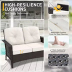 EAGLE PEAK Ensemble de conversation 4 pièces en rotin pour terrasse, canapé et fauteuils d'extérieur en osier avec table basse