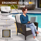 EAGLE PEAK Ensemble de conversation 4 pièces en rotin pour terrasse, canapé et fauteuils d'extérieur en osier avec table basse