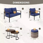 EAGLE PEAK Collection de 6 meubles d'extérieur modernes Sunset Dune, en osier avec grain de bois pour patio