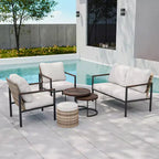 EAGLE PEAK Collection de 6 meubles d'extérieur modernes Sunset Dune, en osier avec grain de bois pour patio