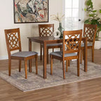 Baxton Studio Renaud Modern Grey and Walnut Brown Wood 5-Piece Dining Set