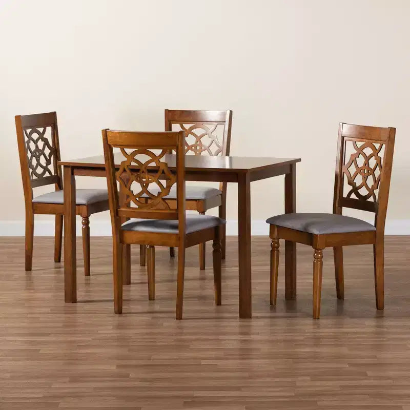 Ensemble de salle à manger 5 pièces Baxton Studio Renaud moderne en bois gris et noyer marron