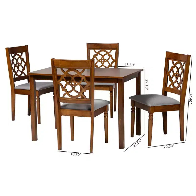 Ensemble de salle à manger 5 pièces Baxton Studio Renaud moderne en bois gris et noyer marron