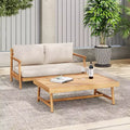 Christopher Knight Home Shane Rustic Outdoor Acacia Wood Upholstered Loveseat and Coffee Table Set