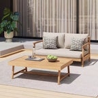 Christopher Knight Home Shane Ensemble Causeuse Rembourrée et Table Basse d'Extérieur Rustique en Bois d'Acacia
