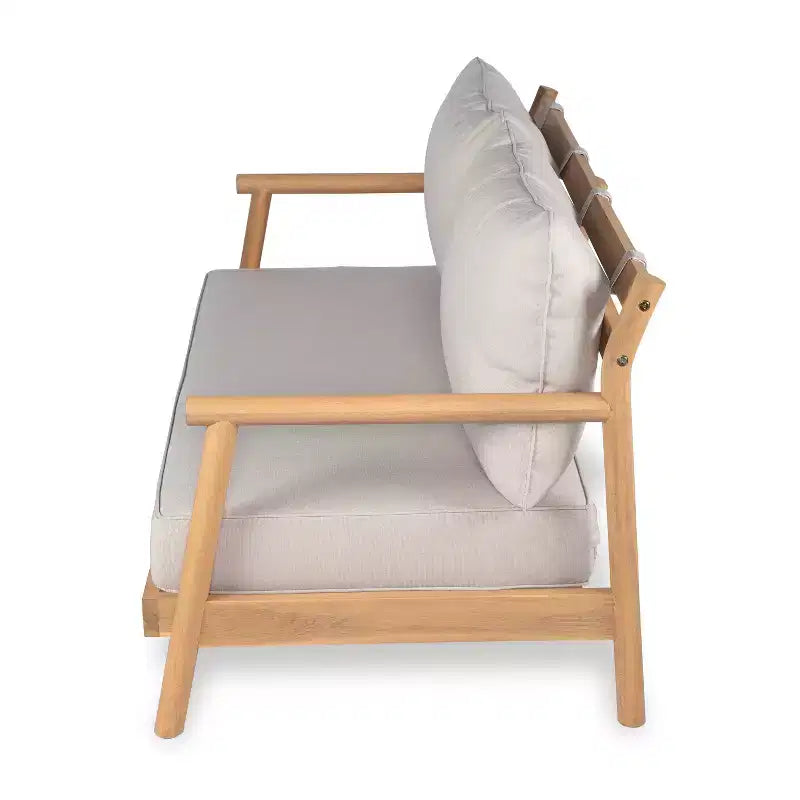 Christopher Knight Home Shane Ensemble Causeuse Rembourrée et Table Basse d'Extérieur Rustique en Bois d'Acacia