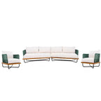 Christopher Knight Home Raphael Ensemble de canapés modulables d'extérieur 4 pièces en corde et acacia (table non incluse)