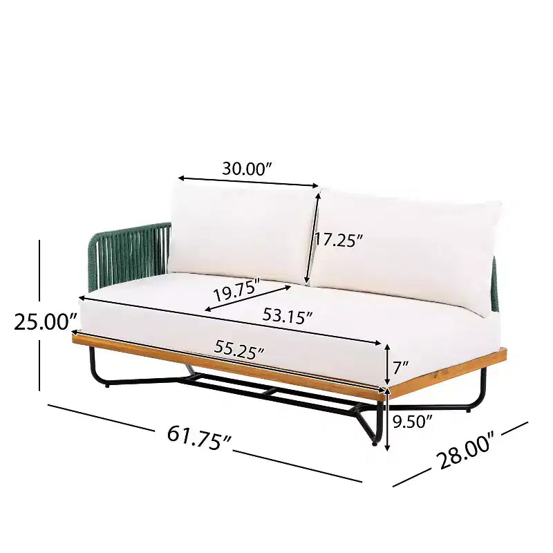 Christopher Knight Home Raphael Ensemble de canapés modulables d'extérieur 4 pièces en corde et acacia (table non incluse)