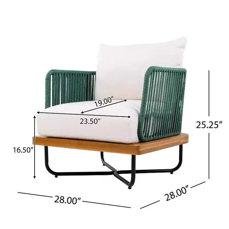 Christopher Knight Home Raphael Ensemble de canapés modulables d'extérieur 4 pièces en corde et acacia (table non incluse)