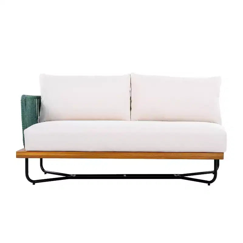 Christopher Knight Home Raphael Ensemble de canapés modulables d'extérieur 4 pièces en corde et acacia (table non incluse)
