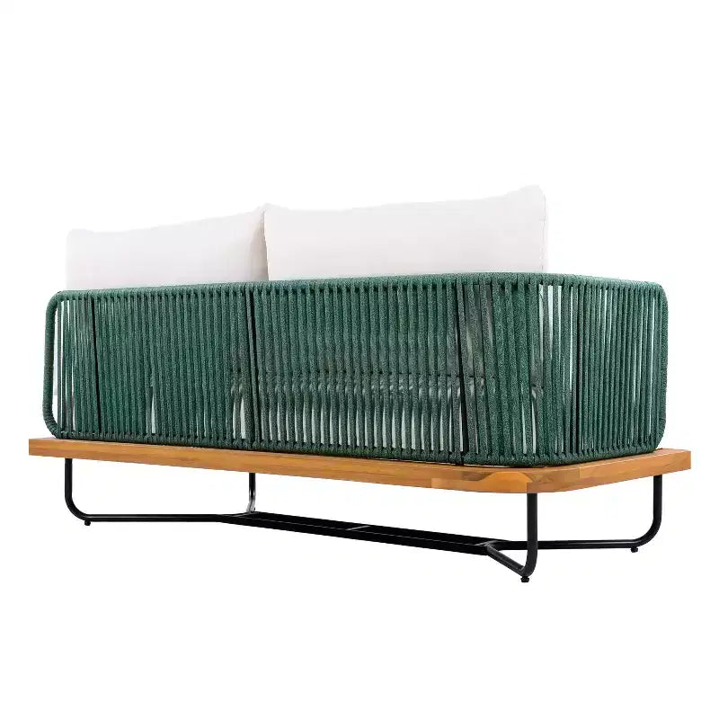 Christopher Knight Home Raphael Ensemble de canapés modulables d'extérieur 4 pièces en corde et acacia (table non incluse)