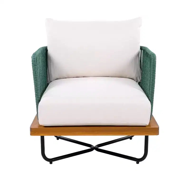 Christopher Knight Home Raphael Ensemble de canapés modulables d'extérieur 4 pièces en corde et acacia (table non incluse)