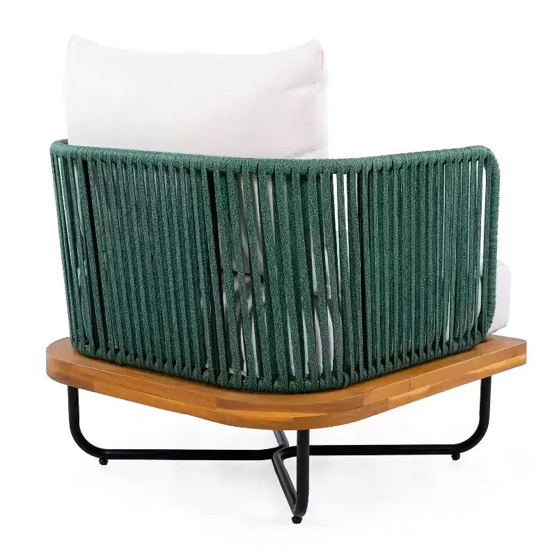 Christopher Knight Home Raphael Ensemble de canapés modulables d'extérieur 4 pièces en corde et acacia (table non incluse)